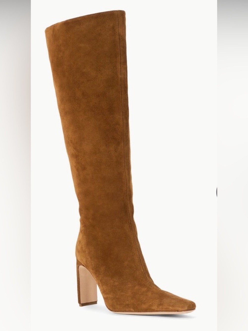 STAUD Wally High Heel Suede Boot Tan Size 38